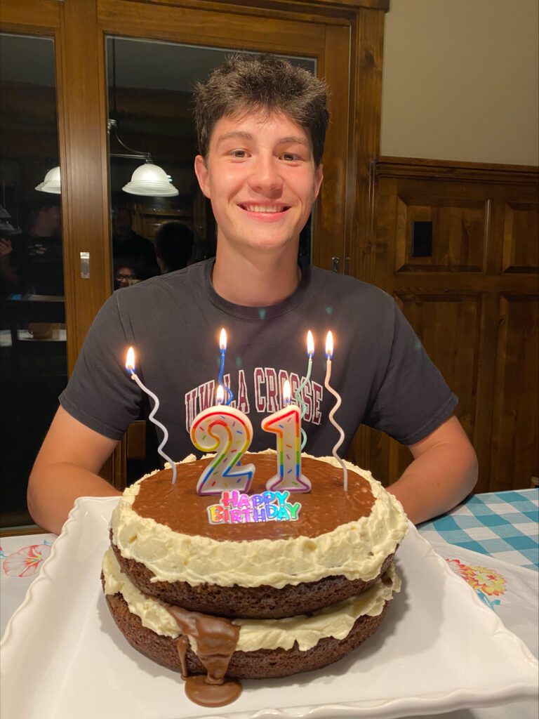 Ho Ho birthday cake with candles 