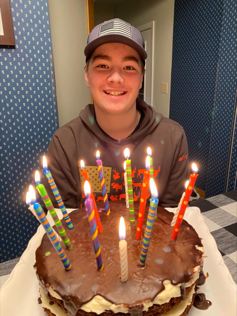 Ho Ho birthday cake with candles