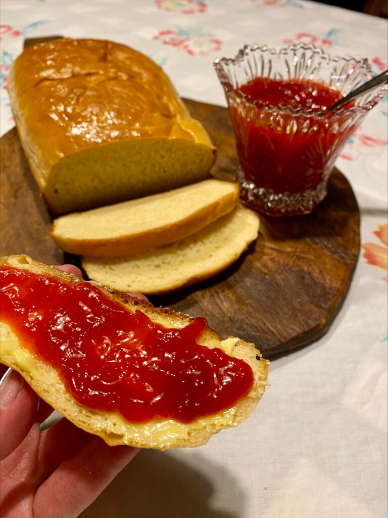 bread with strawberry jam