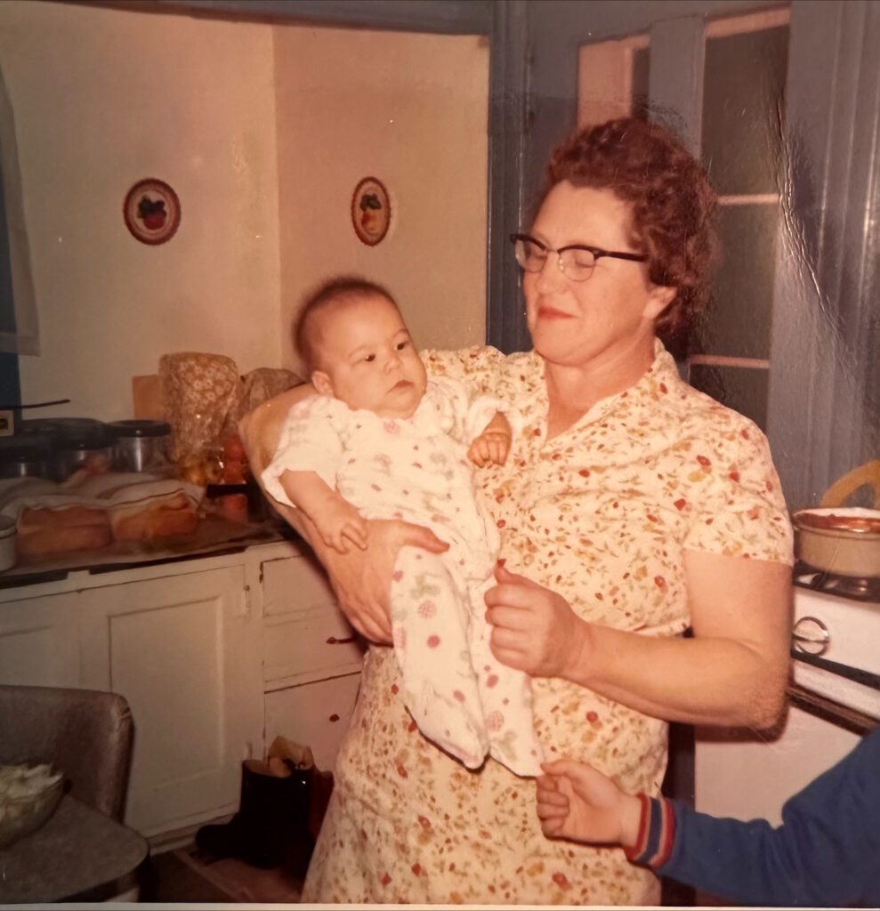 Grandma Bechel holding Shannon as a baby