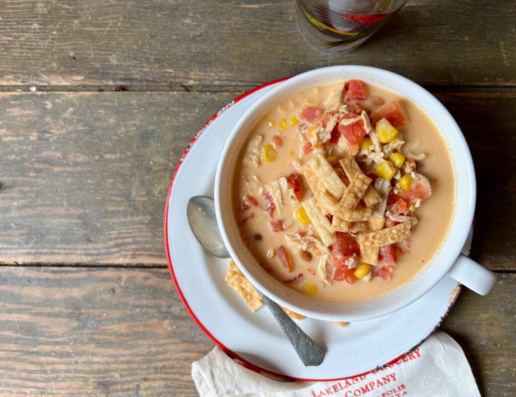 bowl of ranch chicken taco soup