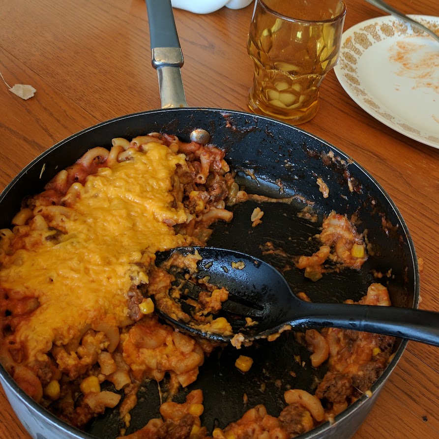 skillet of goulash comfort food