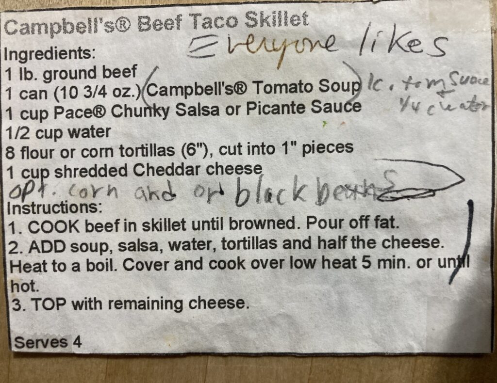 Campbell's beef taco skillet comfort food recipe